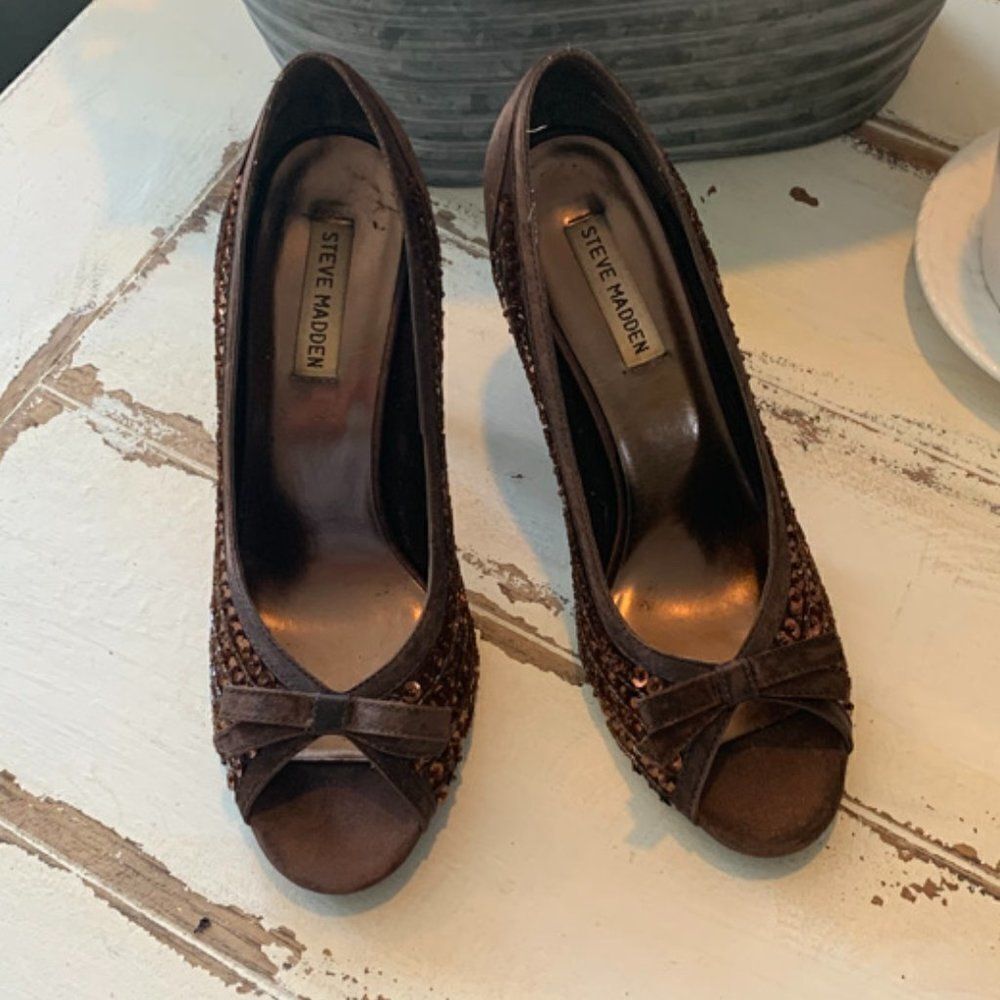 Steve Madden Sequin Fabric Heel